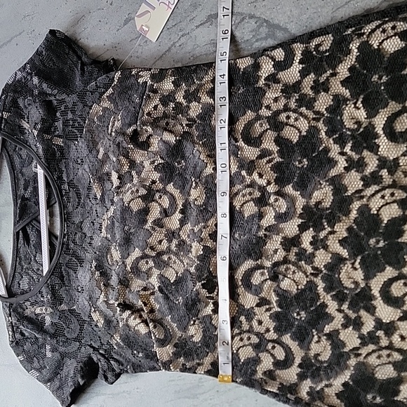ALMOST FAMOUS Lace Overlaying Beige Spaghetti Strap Dress Blk L Juniors NWT - Picture 10 of 16